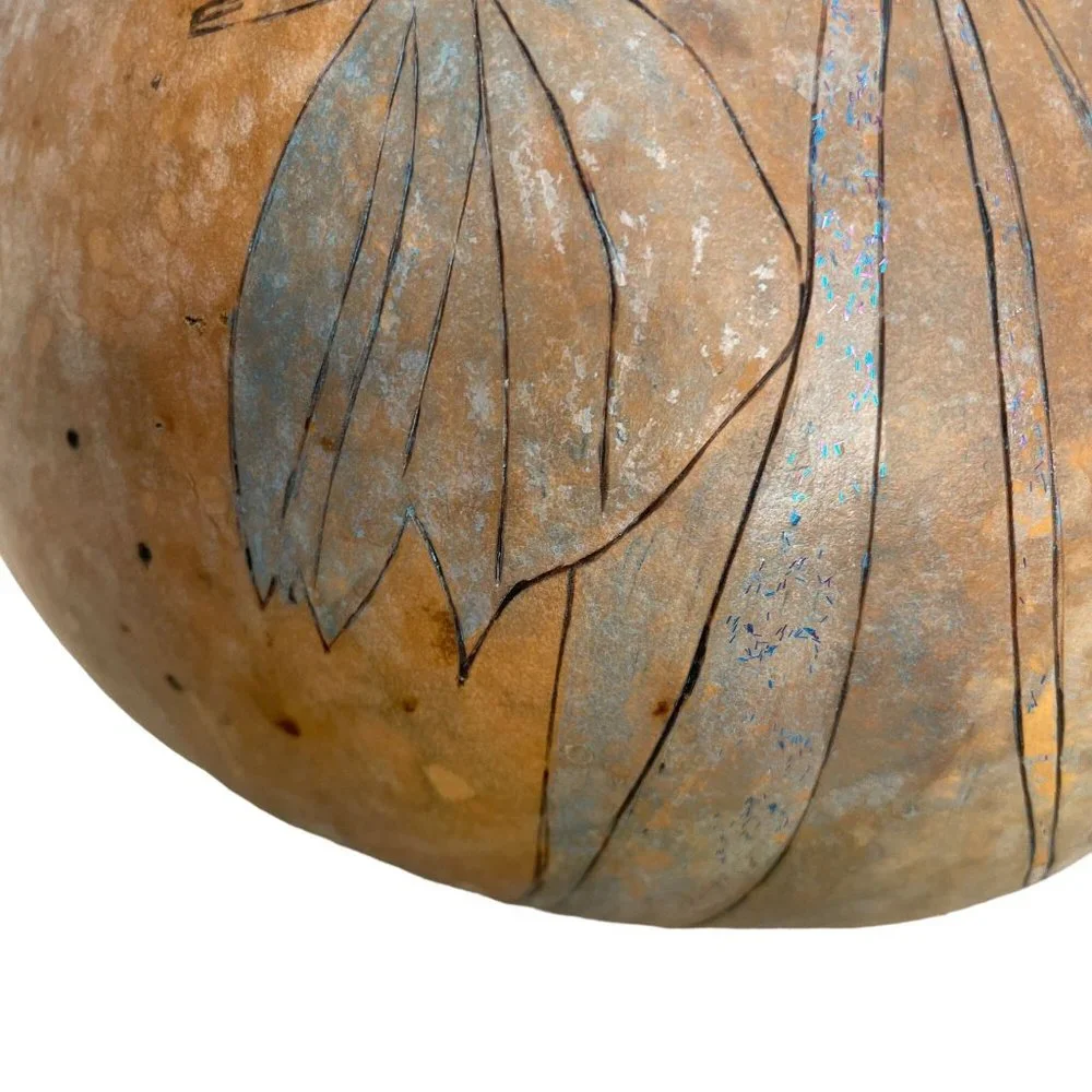 Handpainted Ethereal Divine Feminine Mother Nature Gourd Vase Décor Signed 2004